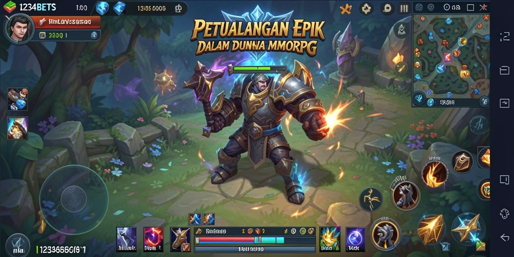 Screenshot gameplay <strong>1234BETS</strong> yang menunjukkan aksi seru dalam pertempuran MMORPG.
