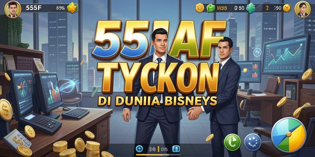 Tampilan gameplay 555F menunjukkan keseruan membangun bisnis.