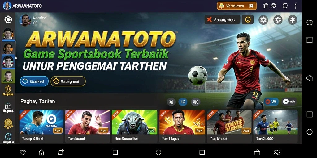 Screenshot utama ARWANATOTO menampilkan fitur taruhan olahraga secara langsung.