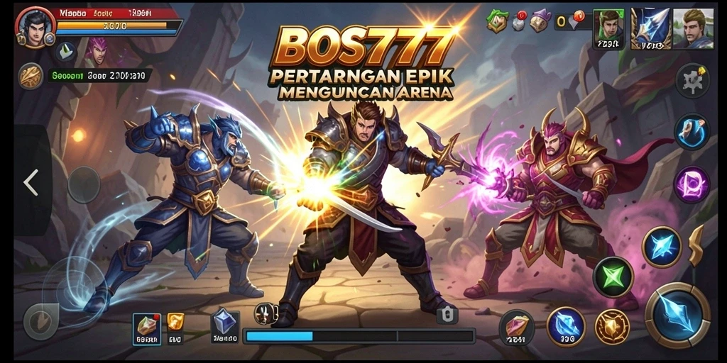 Gameplay BOS777 yang penuh aksi dan pertarungan seru.
