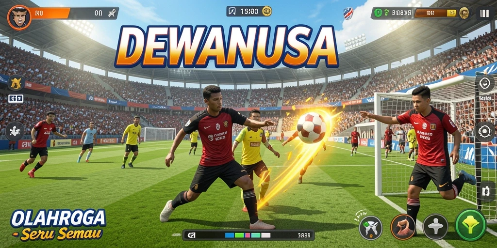 Tampilan gameplay DEWANUSA yang menampilkan aksi olahraga seru.