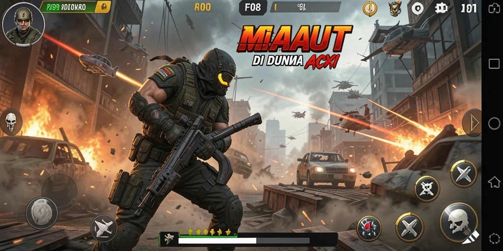 Tampilan aksi mendebarkan dalam gameplay F08 yang penuh tantangan.