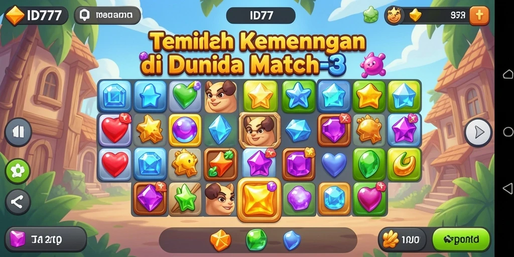 Tampilan gameplay menakjubkan di ID777 Match-3.