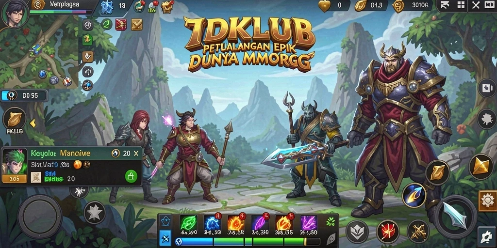 Screenshot gameplay IDKLUB yang menampilkan karakter dalam pertempuran epic.