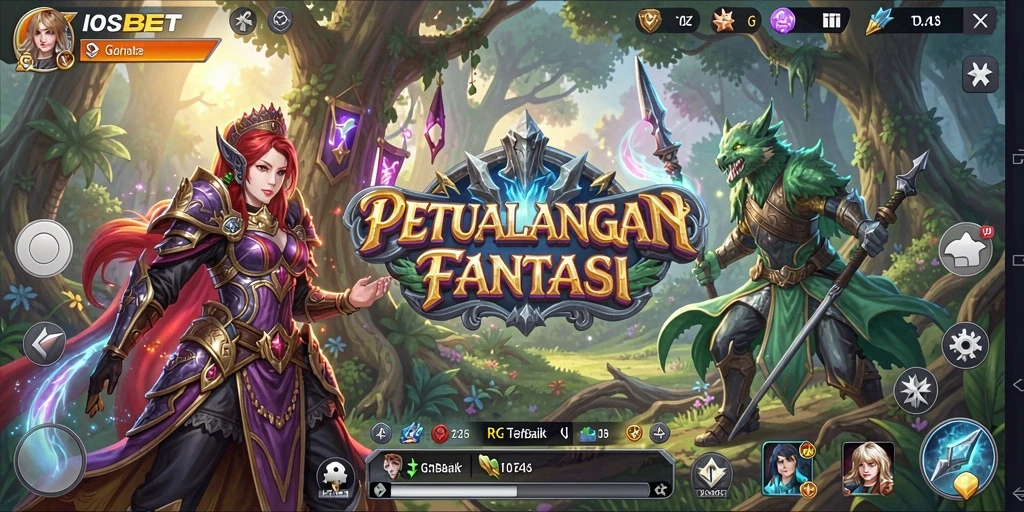 Tangkapan layar gameplay IOSBET menampilkan pertarungan epik dalam dunia fantasi.