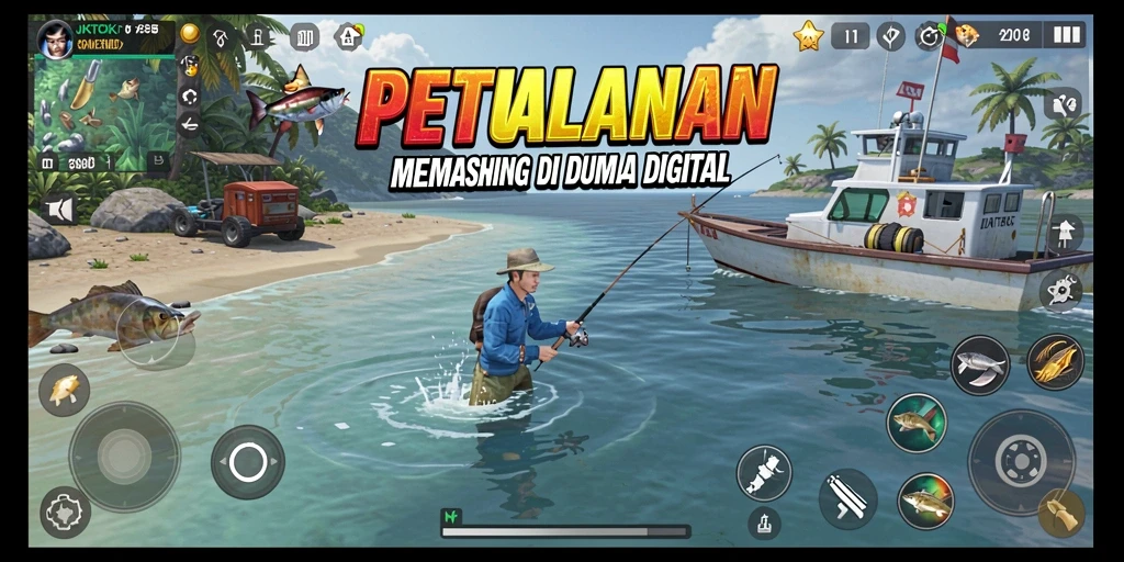 Tampilan gameplay memancing di JKTOK yang mendebarkan.