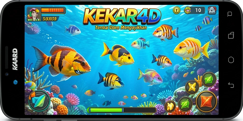Tampilan gameplay seru di KEKAR4D dengan aksi tembak ikan.