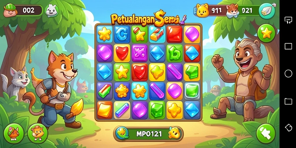 Tampilan gameplay seru dalam MPO1221 yang penuh warna.