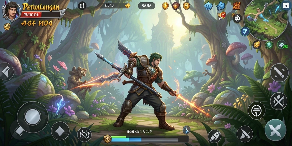 Tampilan gameplay seru dalam dunia fantasi R6R6 dengan aksi mendebarkan.
