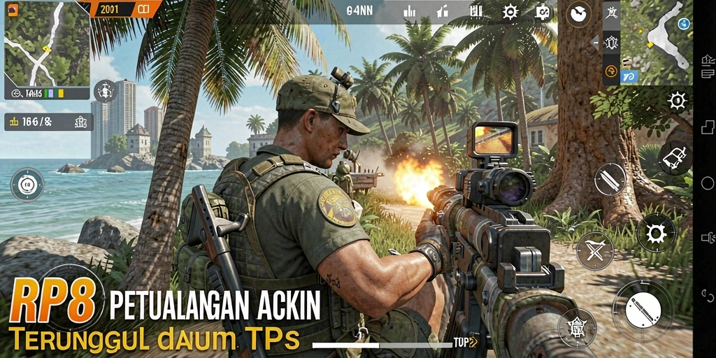 Screenshot utama RP8 menampilkan aksi pertempuran seru dalam TPS.