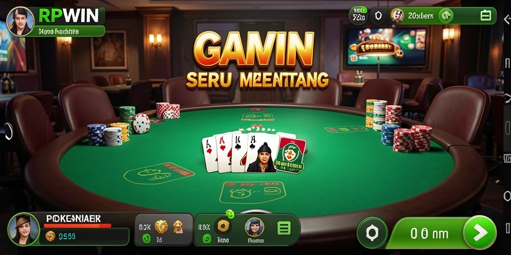 Screenshot menunjukkan aksi seru dalam permainan Poker RPWIN.