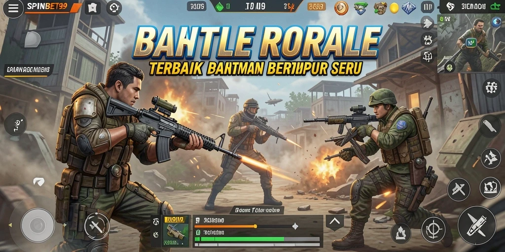 Tampilan gameplay SPINBET99 yang seru dalam pertempuran Battle Royale.