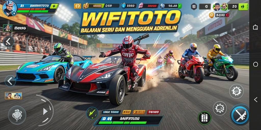 Screenshot gameplay WIFITOTO menampilkan aksi balapan yang cepat dan mendebarkan.