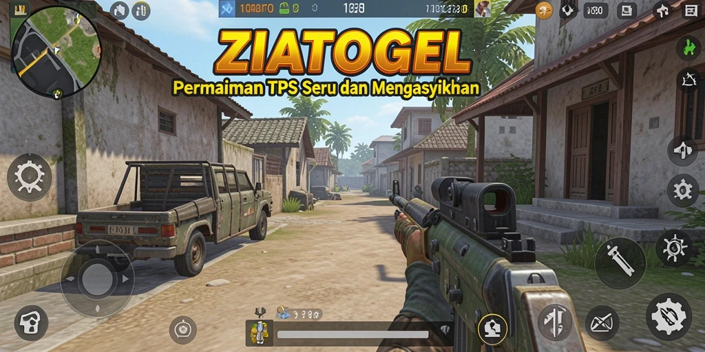 Screenshot utama ZIATOGEL menampilkan aksi seru dalam gameplay TPS.